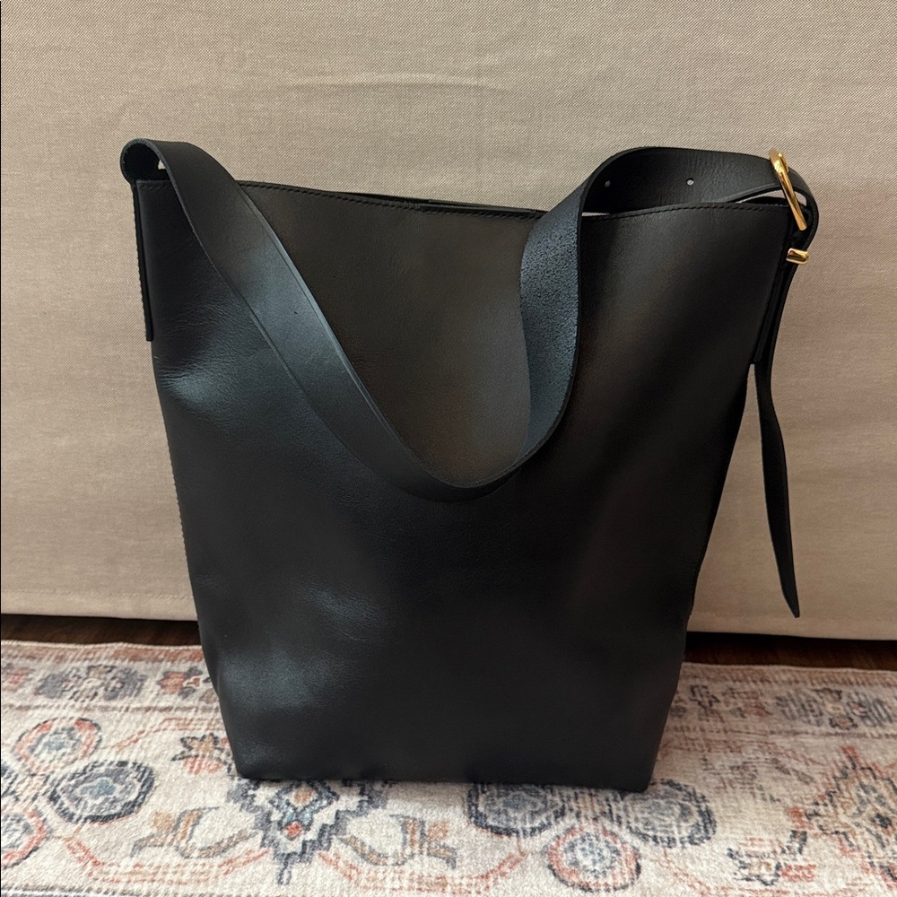Madewell Black Leather Tote Bag